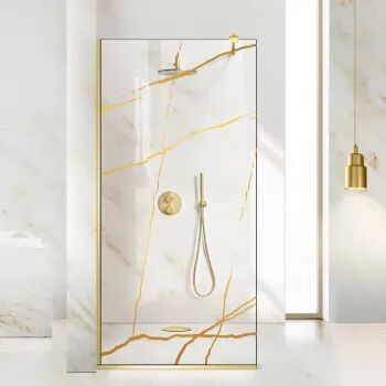 Paravan dus walk-in Aqua Class Gold model Marble auriu 80x195 cm sticlă clara securizată