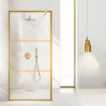 Paravan dus walk-in Aqua Class Gold model Vintage auriu 70x195 cm sticlă clara securizată