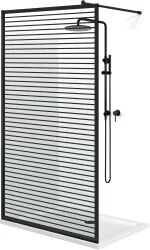 Paravan dus walk-in Aqua Roy ® Black negru mat model Moris negru sticlă clara 8mm securizată tratat anticalcar 80x195 cm