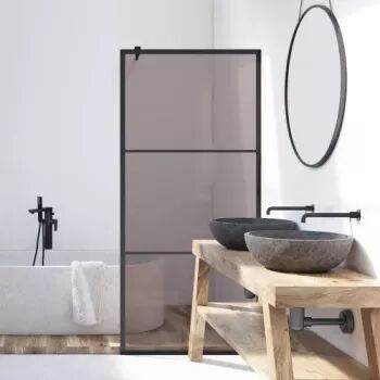 Paravan dus walk-in Aqua Roy Black model Vintage negru 120x195 cm sticlă 8 mm bronz securizată anticalcar