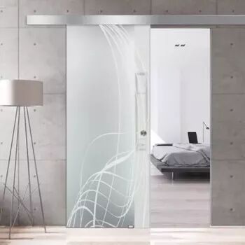 Ușă culisanta Boss Model Lava alb 90x215 cm sticlă mata 8 mm glisantă in ambele direcții