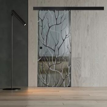 Ușă glisantă Boss Black model Suite negru 215x60 cm sticlă gri 8 mm culisanta in ambele direcții