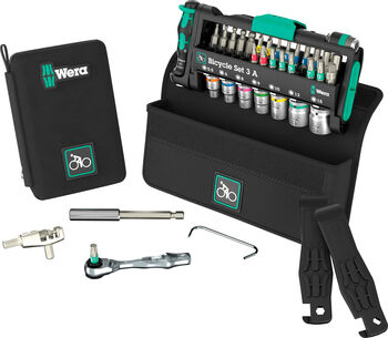 Unelte Wera Bicycle Set 3 A, 2025, set de scule negru/verde, 40 piese, cu ratchet bit reversibil, 1/4