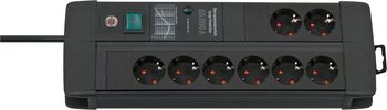 Adaptor prelungitor Brennenstuhl Premium-Line negru, 8 prize, 3 metri, protecție la supratensiune 60000 A