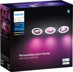 Lampa aplanabila Philips Hue White Ambiance Adore pentru baie (pachet de 3), argintie