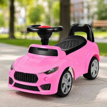 Masinuta ride-on pentru copii sezut ergonomic cu spatar spatiu depozitare volan cu claxon 66x29x36 cm roz