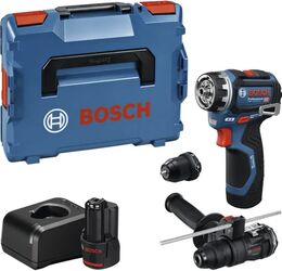 Unelte Bosch Powertools bormasina/insurubitoare GSR 12V-32 FC Professional, 12 volti (albastru/negru, 2x baterie Li-ion 2.0Ah, L-BOXX, mandrina metalica, atașament ciocan rotopercutor)