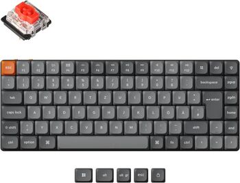 Tastatura Keychron K3 Max (gri/portocaliu, DE, Gateron Low Profile 2.0 Mechanical Red, hot-swap, cadru din aluminiu, RGB)