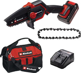 Ferăstrău lanț electric fără fir Einhell GE-PS 18/15 Li Bag Kit, 18 volti (negru/rosu, baterie Li-ion 2.5 Ah)