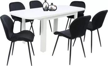 Set masă extensibilă cu 6 scaune bucătărie. Roma Albă and Opal Negru