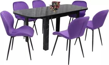Set masă extensibilă cu 6 scaune bucătărie. Roma Negru and Opal Mov