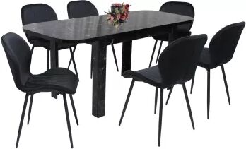 Set masă extensibilă cu 6 scaune bucătărie. Roma Negru and Opal Negru