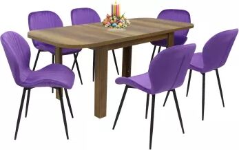 Set masă extensibilă cu 6 scaune bucătărie. Roma Nuc and Opal Mov