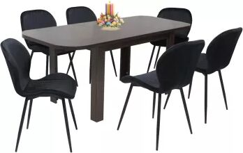 Set masă extensibilă cu 6 scaune bucătărie. Roma Wenge and Opal Negru