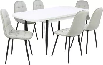 Set masă extensibilă Viena Albă cu 6 Scaune Gya Gri