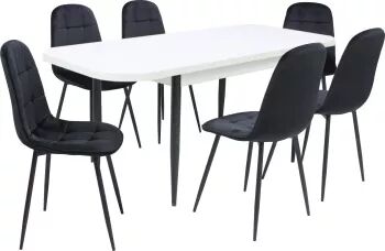 Set masă extensibilă Viena Albă cu 6 Scaune Gya Negru