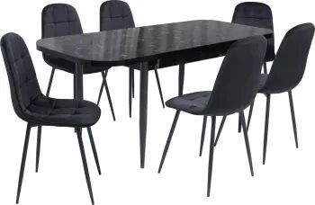 Set masă extensibilă Viena Negru cu 6 Scaune Gya Negru