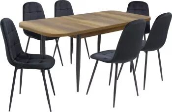 Set masă extensibilă Viena Nuc cu 6 Scaune Gya Negru