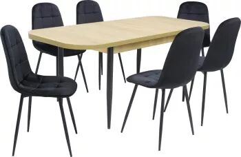 Set masă extensibilă Viena Stejar cu 6 Scaune Gya Negru