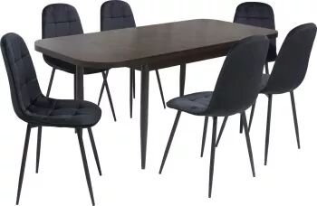 Set masă extensibilă Viena Wenge cu 6 Scaune Gya Negru