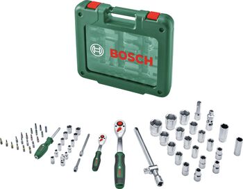 Unelte set cheie tubulara Bosch Powertools 1/4" + 1/2", 60 bucăți (verde, cuplu până la 768 Nm, in carcasa)
