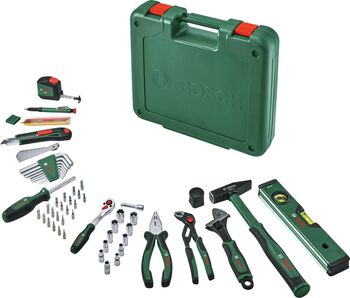 Unelte Bosch Powertools set, 63 piese (verzi, cu husa de scule)
