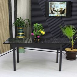Masă extensibilă Mara Negru Marmorat 170x75 cm