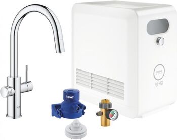 Baterie bucătărie cu funcție de filtrare apa Grohe Blue Professional Pipa tip C Kit supersteel 31325DC2