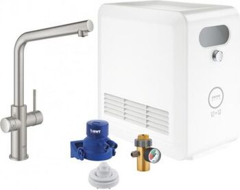 Baterie bucătărie cu funcție de filtrare apa Grohe Blue Professional Pipa tip L Kit supersteel 31347DC3