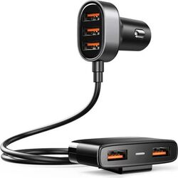 Incarcator auto Joyroom JR-CL03 5 Porturi USB Încărcare Rapidă 3.0 Lungime cablu 1.5 m 6.2 A cu extensie Negru