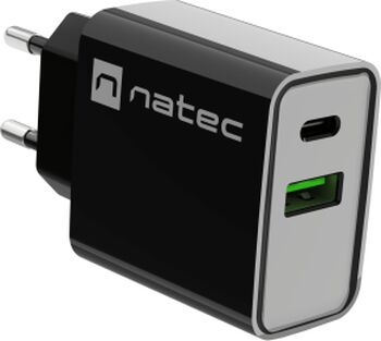 Incarcator rețea Natec by Genesis Ribera 1 x USB-C 1 x USB-A 12 V 3 A 20 W Black