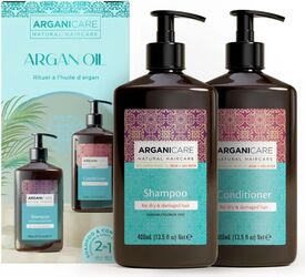 Set Sampon & Balsam Ulei de Argan si Unt de Shea pentru par uscat sau deteriorat Aganicare 400 ml x2