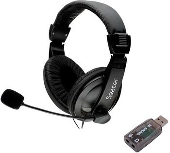 Căști Head-band Spacer SPK-222-USB Cu Fir Negru