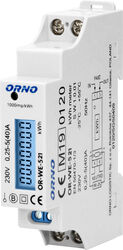 Contor monofazic Orno OR-WE-521 40A certificare MID 230V clasa de măsurare B frecvență de impuls 1000 imp/kWh IP51 alb