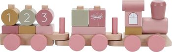Little Dutch Tren din lemn cu forme de introdus Wild Flowers - Jucarie de sortat forme si numere