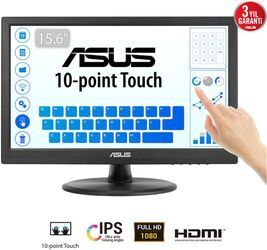 Monitor IPS LED ASUS 15.6inch VT169HE, Full HD (1920 x 1080), VGA, HDMI, Touchscreen (Negru)