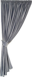 Draperie din catifea gri perlat cu rejansă uni opacă 140x250