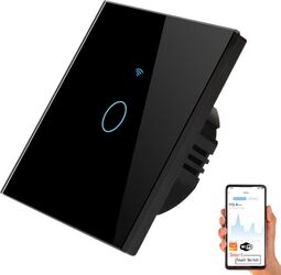 Întrerupător inteligent cu touch Wireless VisionHub® Wi-fi 1 Canal din Sticlă Securizată Compatibil iOS/Android Tuya Amazon Alexa/Google Assistant rezistent la zgarieturi ideal