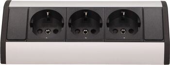 Priza pentru mobilier Orno OR-GM-9001/B-G GS 16A 3680W 3 prize Schuko lungime cablu 0.6 m negru/argintiu