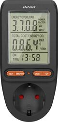 Priza cu contor consum curent/energie Orno OR-WAT-435 GS /B afișaj digital 16A 3680W negru