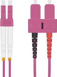 Cablu fibră optica helos Duplex OM4, conectori LC-SC, 50/125m, violet, LSZH, 2m