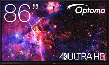 Optoma Creative Touch 3863RK 86", IFPD, 4K UHD, Direct LED, 500 nits, Octa Core, 8GB RAM / 64GB ROM + SD Card slot, 2x20W speaker, 50-finger multitouch, zero gap, Android 14 - EDLA certified