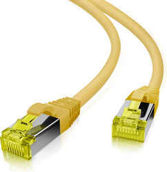 Cablu twisted pair KAT 6 helos, galben, 30m, cu port RJ45 și protecție S/FTP, AWG26/7, LSZH