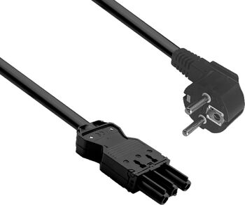 Sursa cablu de alimentare GST18 compact CEE 7/7 cu mufa 90 la conector negru helos, 7,5m