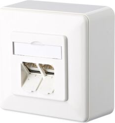 Conector de rețea Metz CONNECT E-DAT C6 cu 2 porturi alb