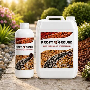 Adeziv Profesional impermeabil pentru piatra decorativa si mulci Profy Ground fixare puternica acrilic 1 Litru