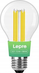 Bec LED cu filament LEPRO 100094-WW-EU, soclu E27, 7,2 W (100 W), 1521 lm, 2700 K, clasa A