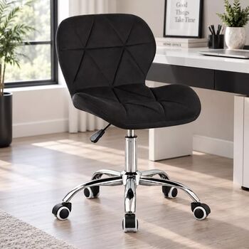 Scaun de birou in stil scandinav înălțime 72-84 cm roți mobile cauciucate baza oțel cromat velur negru