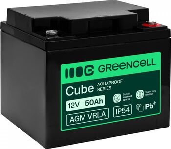 Baterie Green Cell AGM VRLA 12V 50Ah fara intre?inere pentru alimentarea UPS, dimensiuni (197x166x170mm)