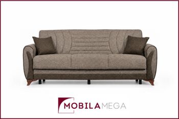 Canapea extensibila Bella 227x93x93 arcuri Bonell sistem click-clack functie pat 116x190 cm si spatiu de depozitare practic. Mobila Mega